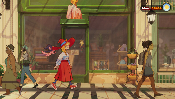 Lunne outside a Paris shop in The Witch’s Bakery